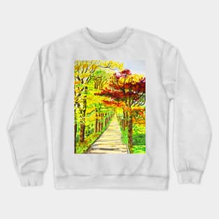 Autumn alley with red and yellow trees Crewneck Sweatshirt